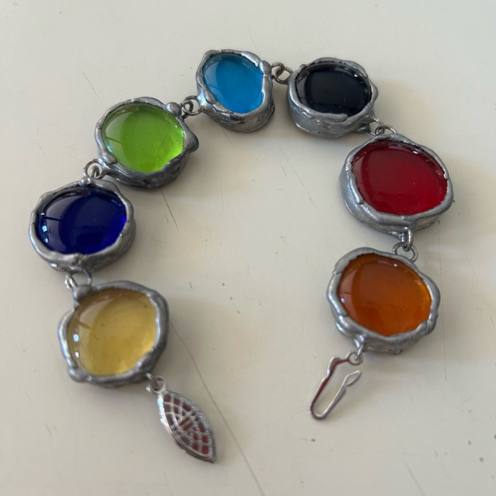 Multicolor Glass and Silver Bracelet